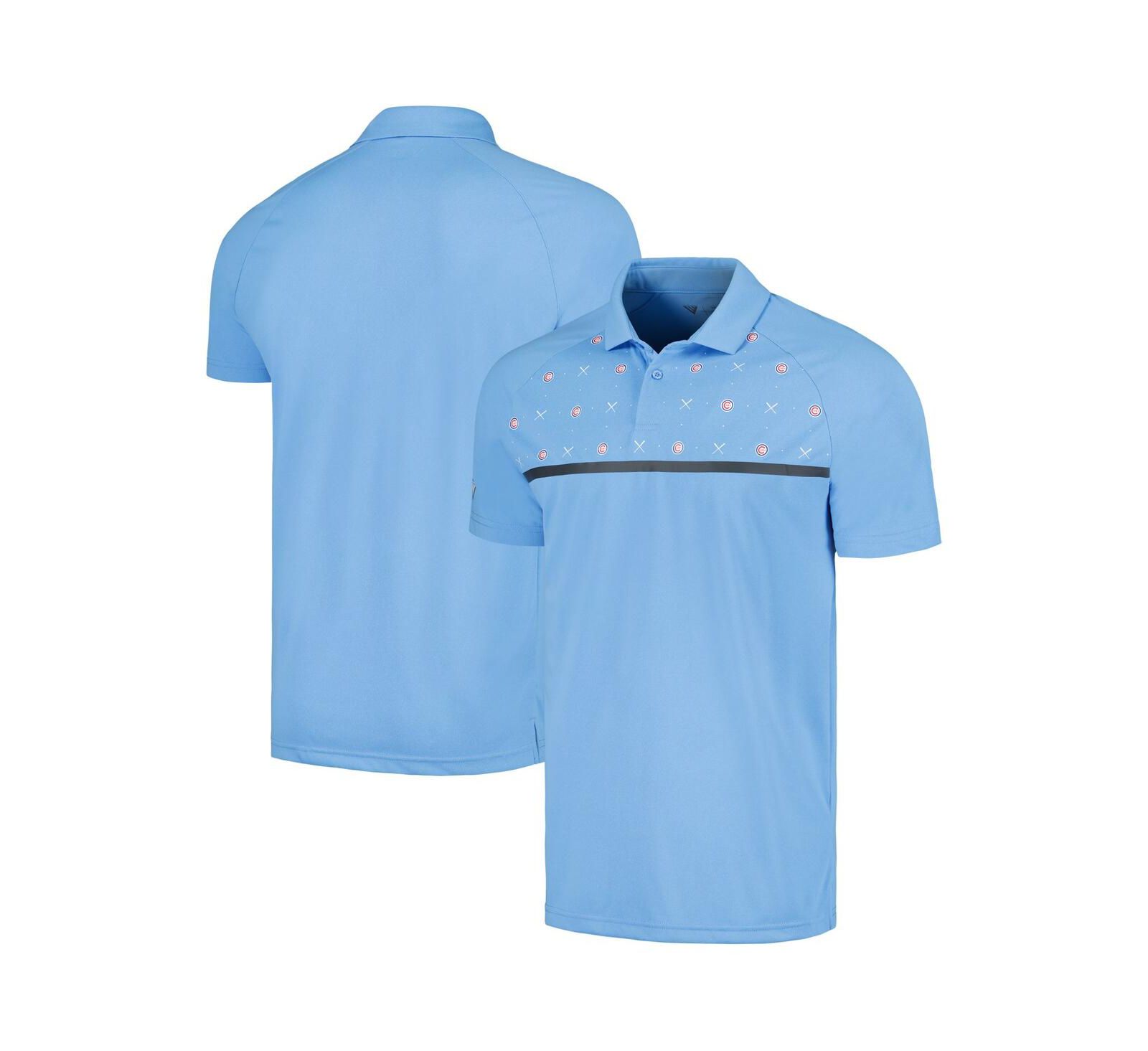 Men's LevelWear Light Blue Chicago Cubs Sector Batter Up Raglan Polo Shirt