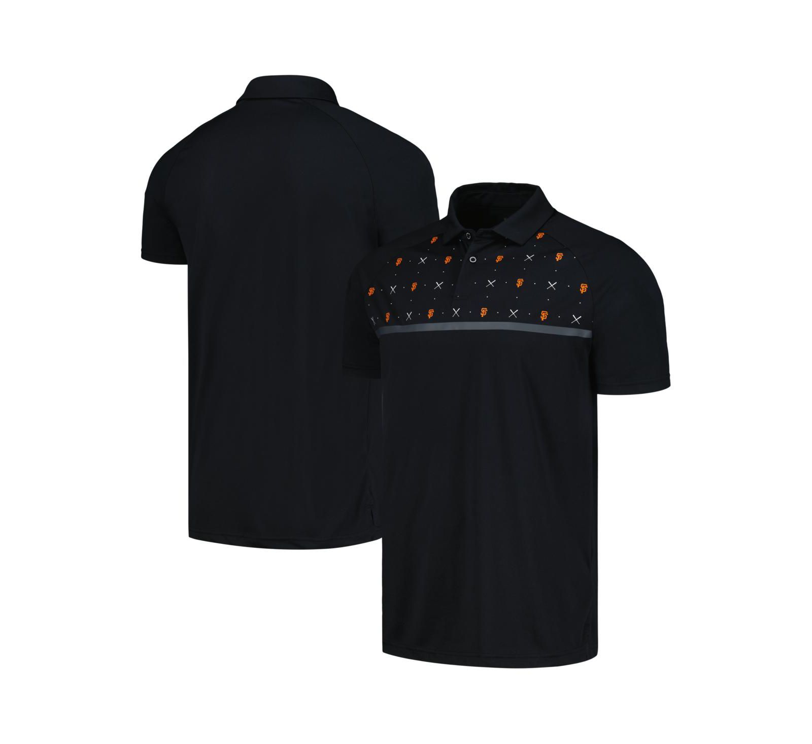 Men's LevelWear Black San Francisco Giants Sector Batter Up Raglan Polo Shirt