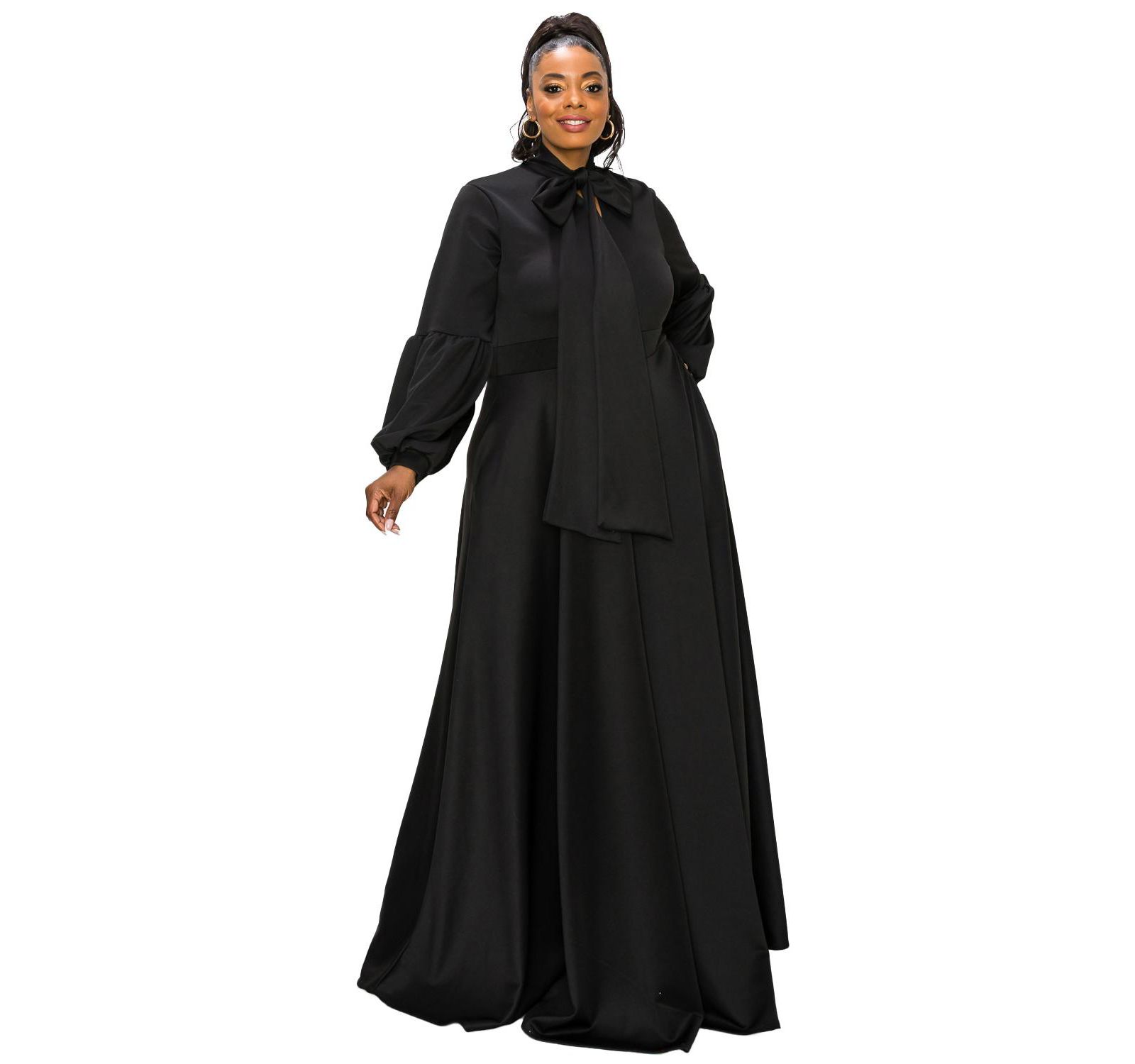 Женское платье L I V D Plus Size Bella Donna с лентами и рукавами-буфами
