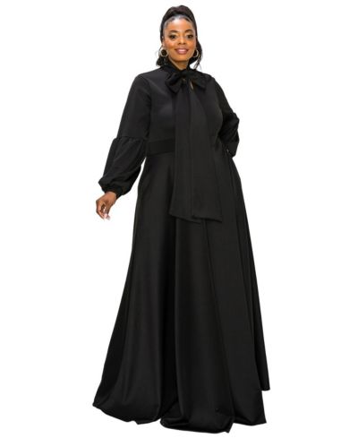 Женское платье L I V D Plus Size Bella Donna с лентами и рукавами-буфами