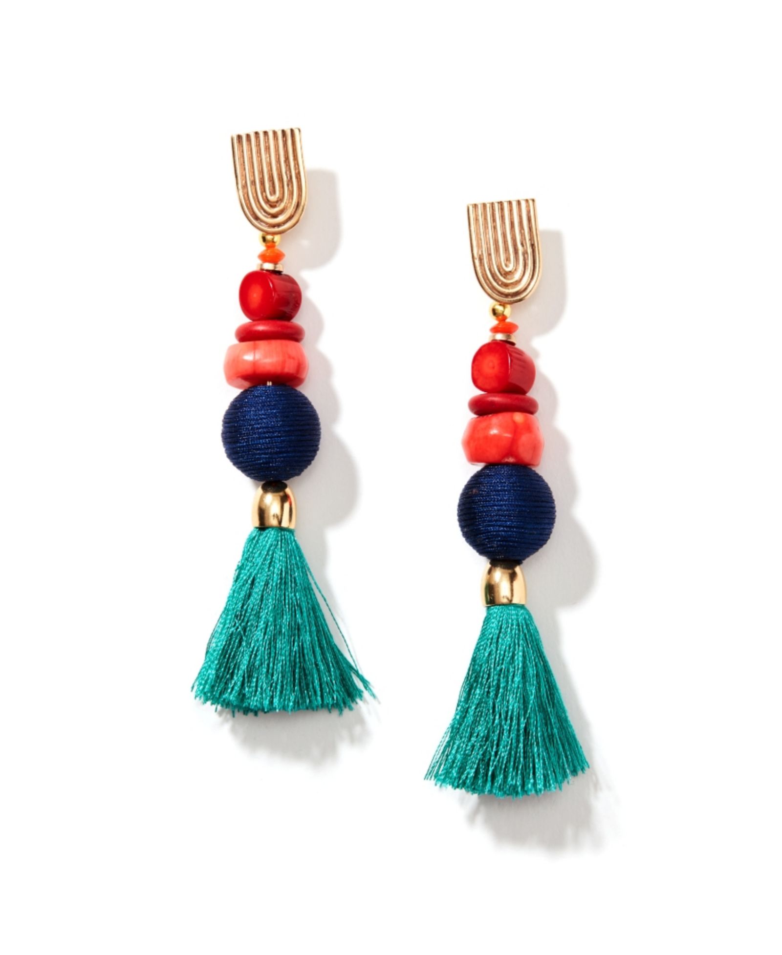 Серьги Nectar Nectar New York Dokra Gemstone Tassel