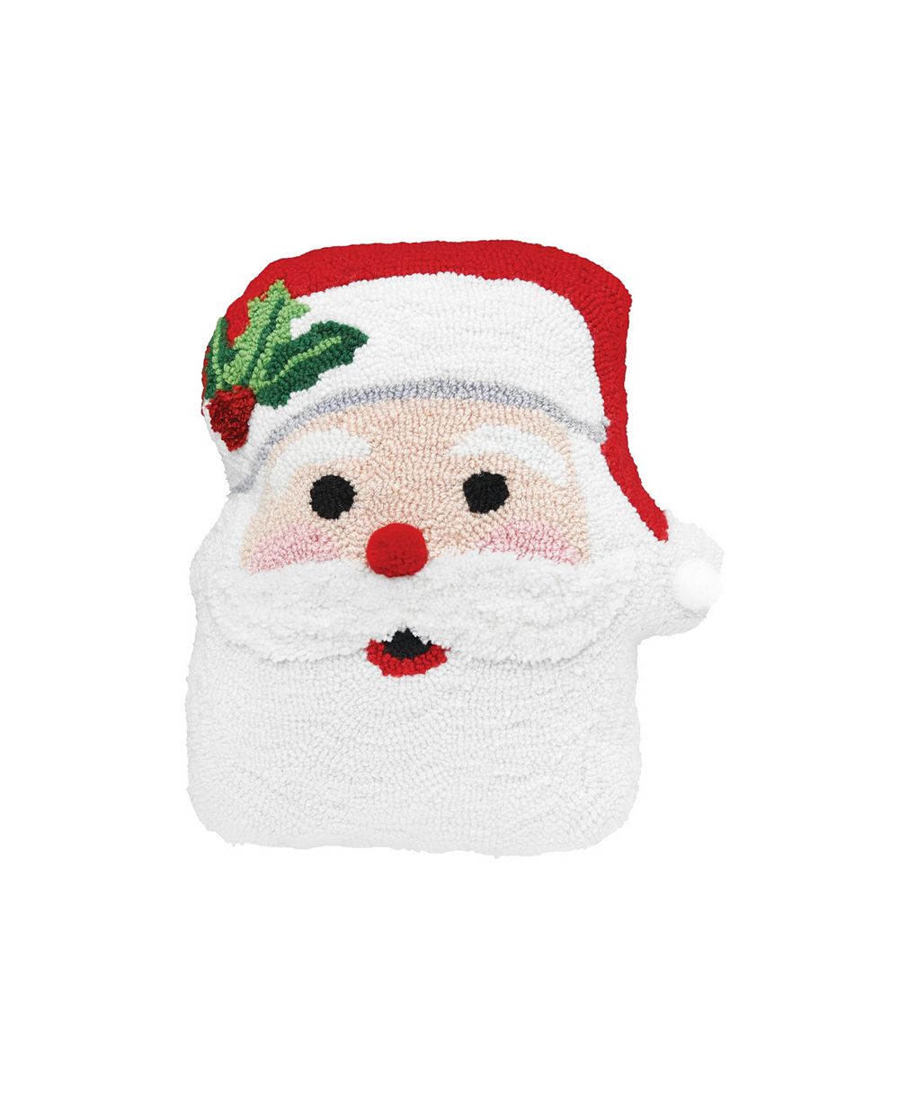 St. Nick Shaped Hooked Christmas Throw Pillow, 16" x 16"