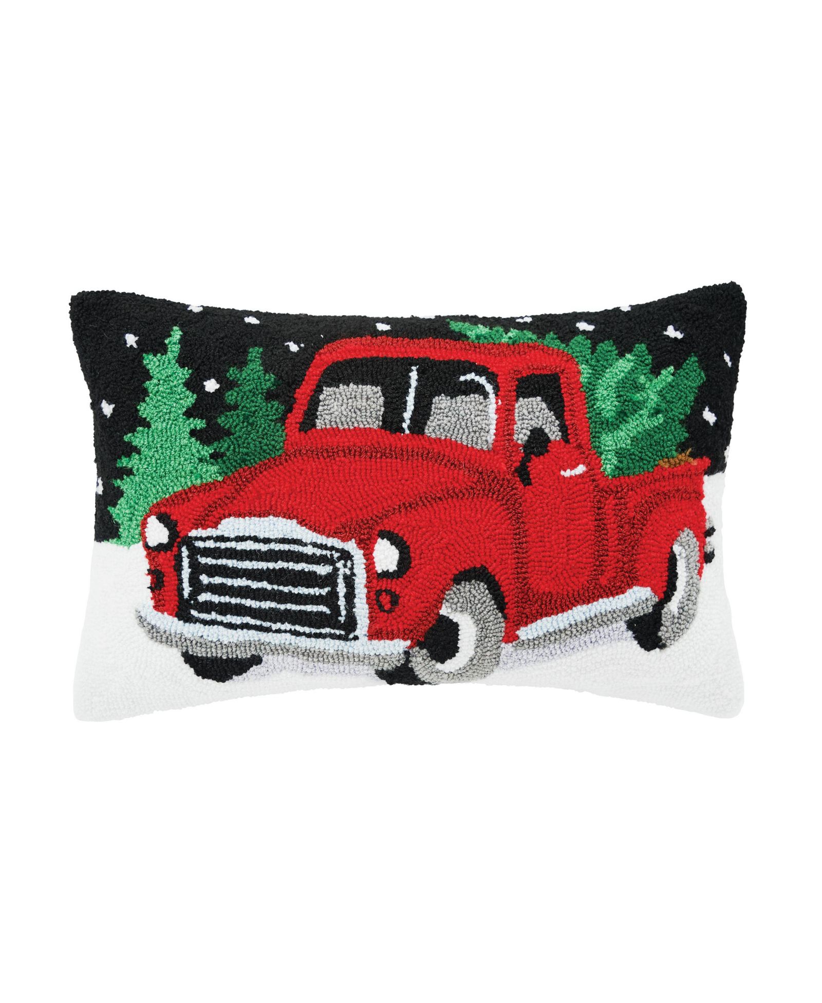 Snowy Truck Hooked Christmas Throw Pillow, 14" x 22"