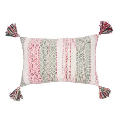 Cozy Nordic Christmas Red and Green Accent Pillow, 14" x 22"
