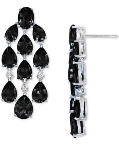 Серьги-подвески с сапфиром (17-3/8 ct. t.w.) и белым топазом (1/4 ct. t.w.) из стерлингового серебра