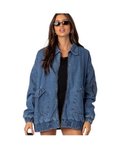 Edikted Women's Sophie oversized washed denim jacket