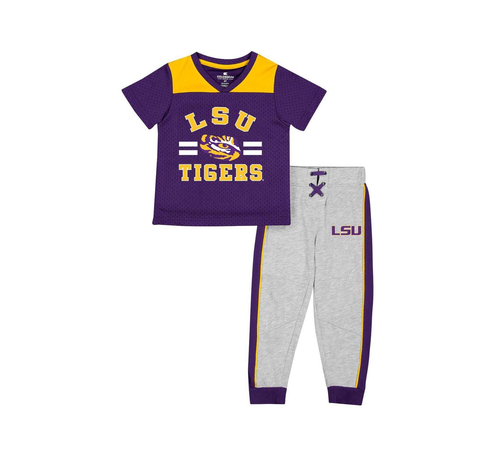 Детский комплект Colosseum LSU Tigers, джерси и брюки, фиолетовый и серый меланж