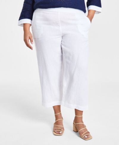 Charter Club Plus Size 100% Linen Cropped Pants, Macy's Exclusive