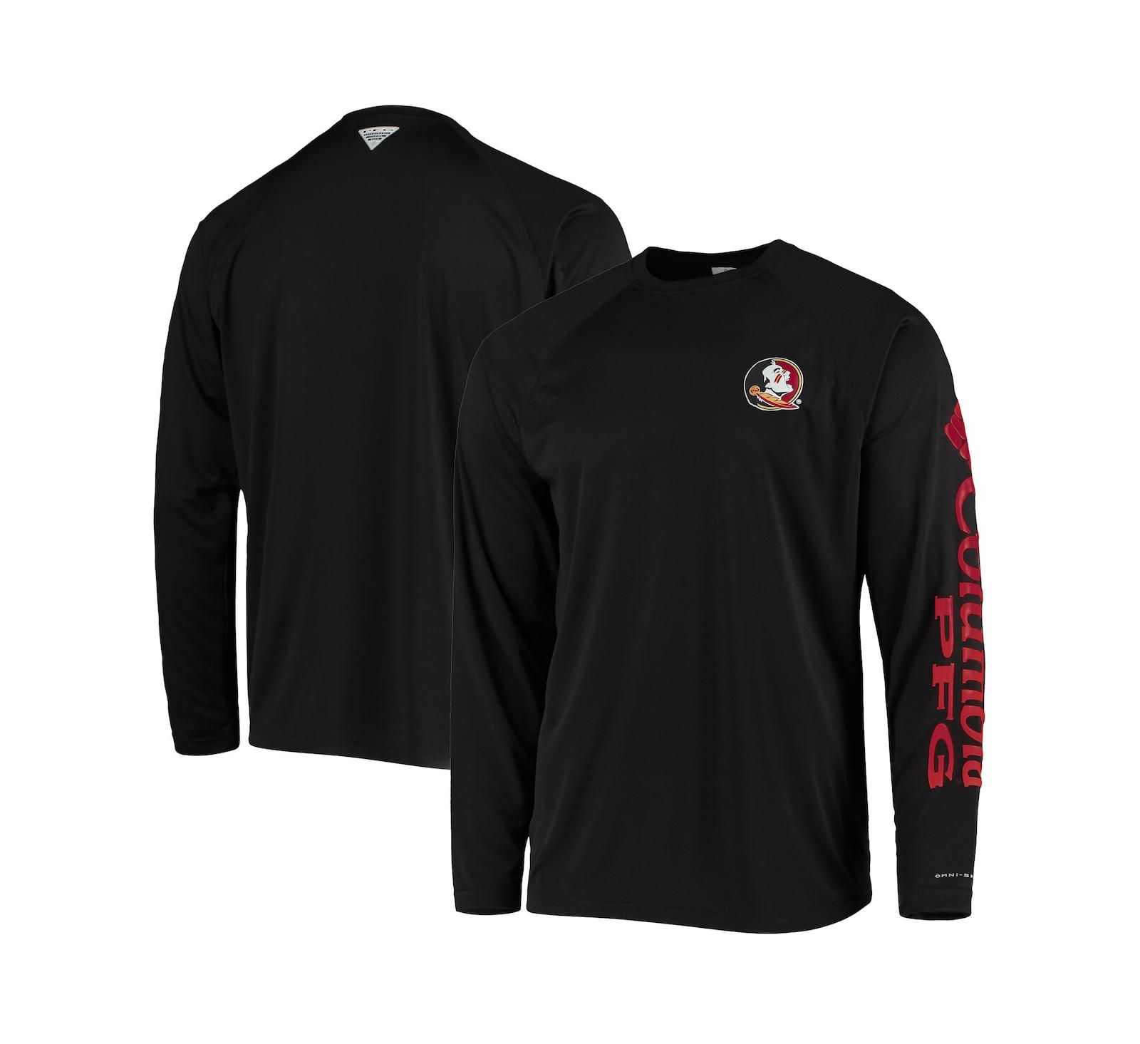 Men's Columbia Black Florida State Seminoles Terminal Tackle Omni-Shade Raglan Long Sleeve T-shirt