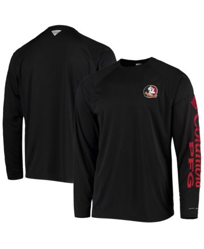 Мужская футболка Columbia Black Florida State Seminoles Terminal Tackle Omni-Shade Raglan Long Sleeve