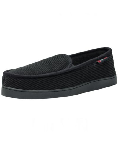 Alpine Swiss Men's Wide Slippers Steve Moccasin House Shoes Memory Foam Insole Corduroy Slip-On Terry Lining Indoor Outdoor Non-Slip Rubber Outsole