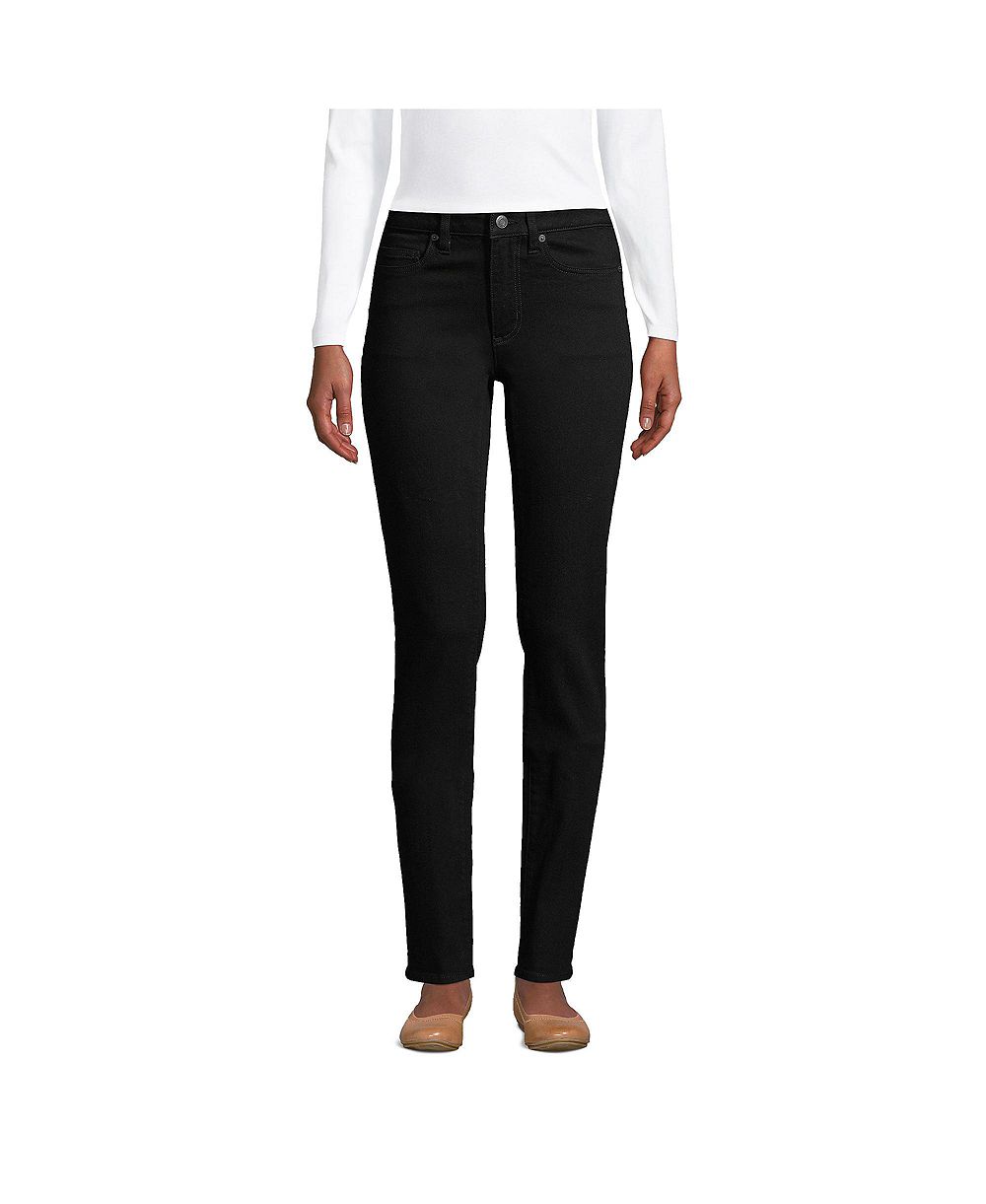 Lands' End Women's Petite Mid Rise Straight Leg Jeans