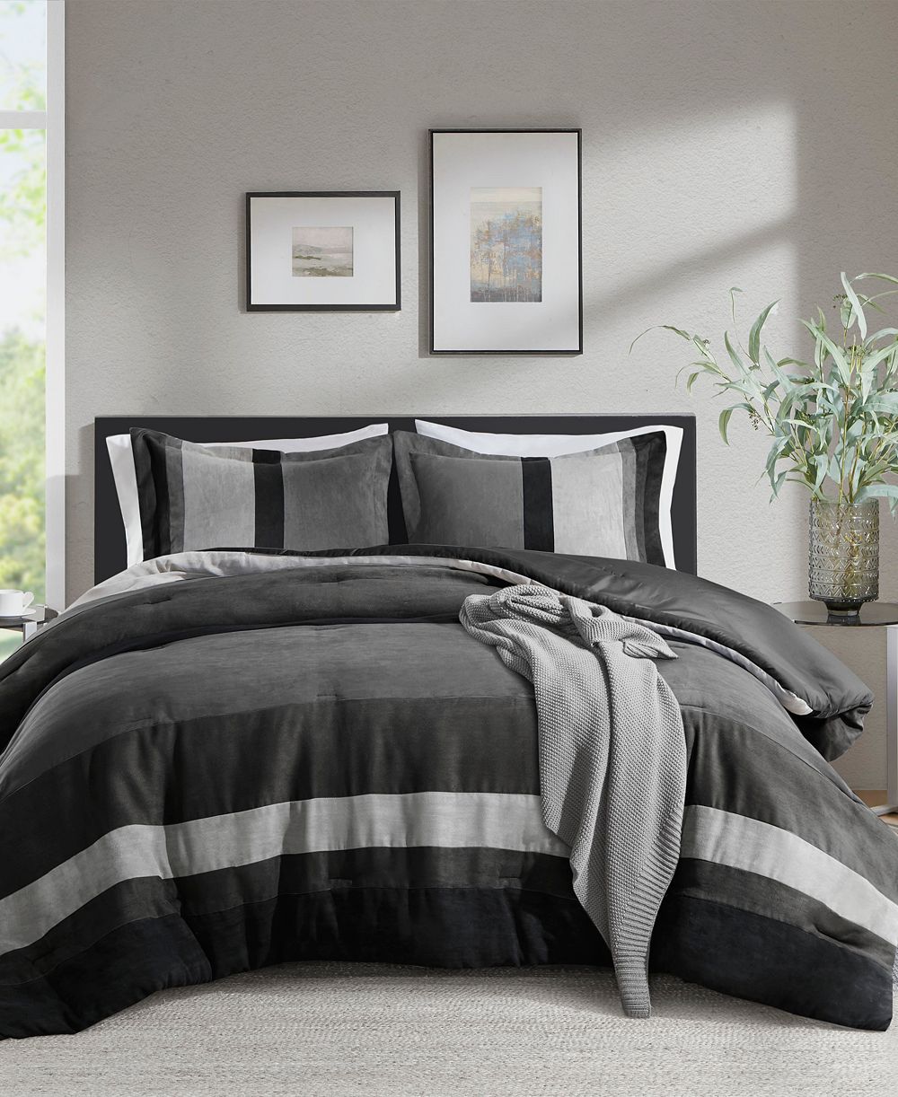 510 Design Boulder Stripe Micro Suede 3-Pc. Comforter Set, King/California King