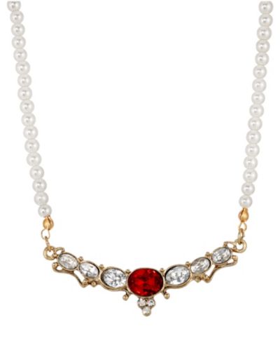 Ожерелье-чокер 2028 Imitation Pearl Red Glass Crystal Collar