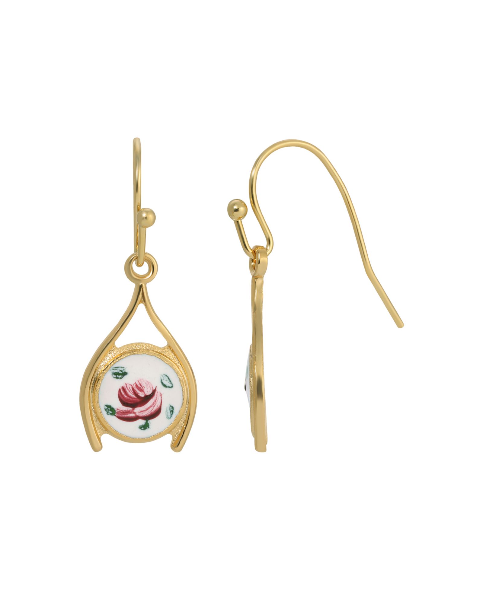 Серьги-подвески 2028 Enamel Flower Wishbone Drop