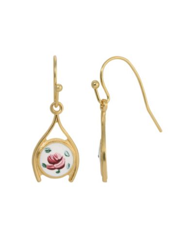 Серьги-подвески 2028 Enamel Flower Wishbone Drop