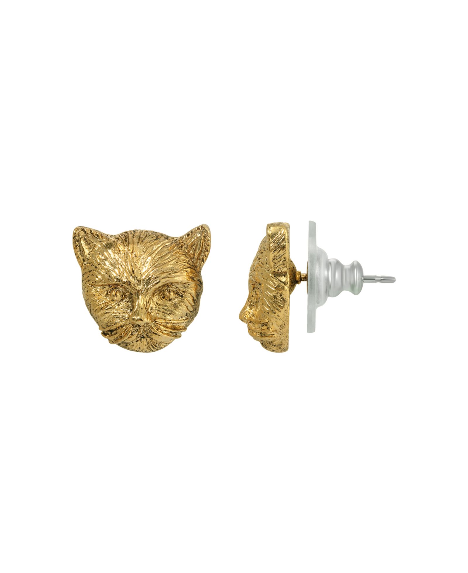 2028 Gold-Tone Cat Stud Earrings