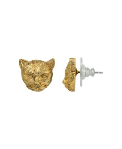 Серьги-гвоздики 2028 Cat с золотистым напылением