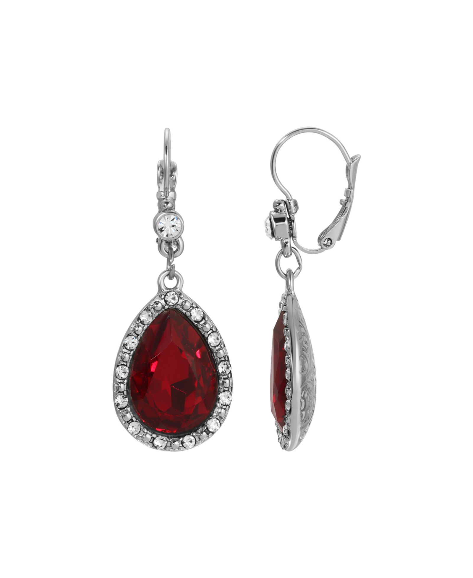 2028 серьги-капли с кристаллами Red Glass Crystal