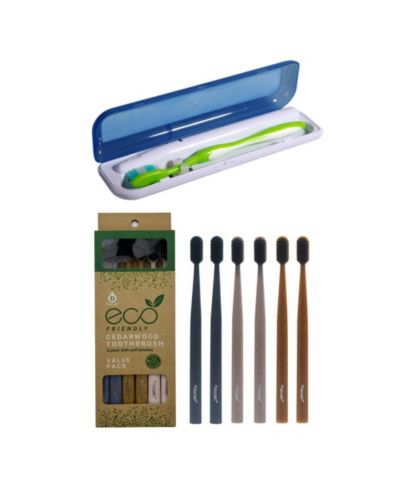 Набор зубных щеток Pursonic 100% Eco-friendly Cedarwood (6 шт.) и портативный UV стерилизатор