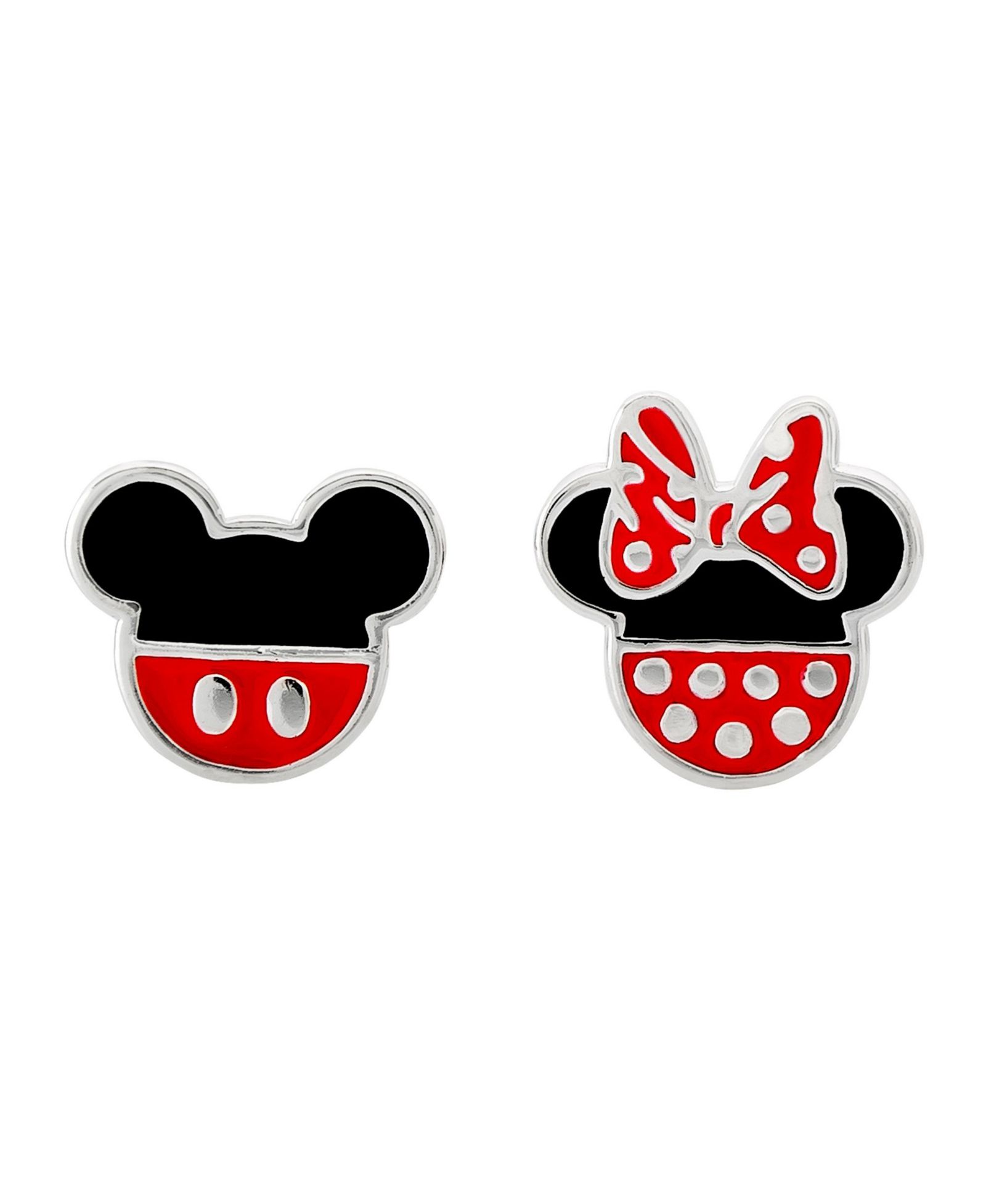 Серьги-гвоздики Disney Mickey Mouse and Minnie Mouse Silver Plated Mismatched