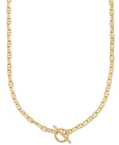 Колье с цепочкой Mariner Link, 18", позолоченное серебро 14k
