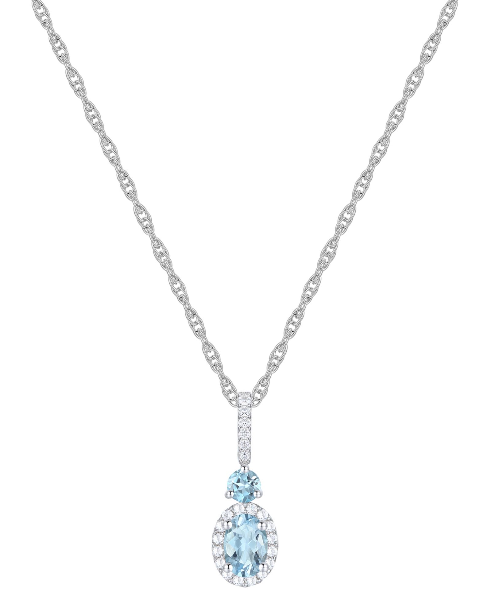 Santa Maria Aquamarine и Diamond кулон-ожерелье Halo 18" из белого золота 14k