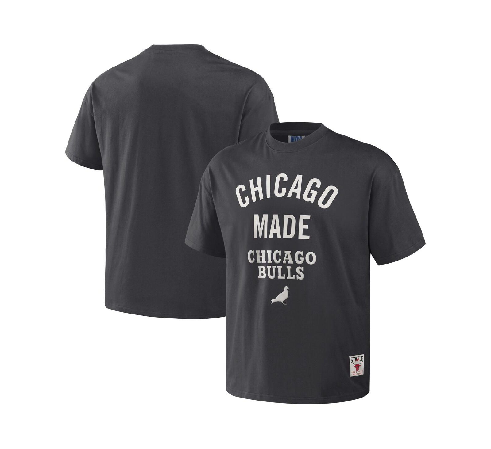 Мужская футболка NBA x Staple Anthracite Chicago Bulls оверсайз, тяжелый хлопок