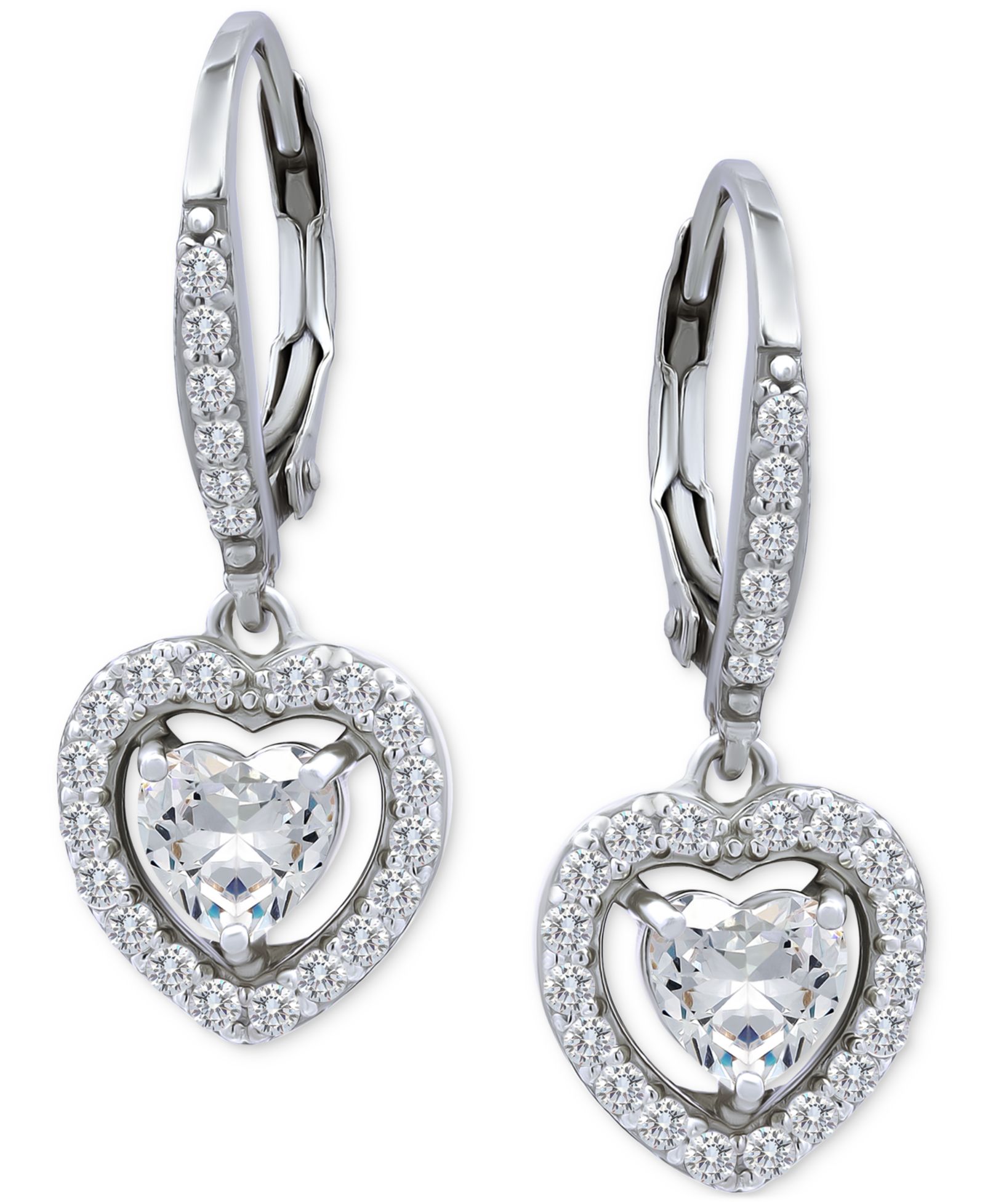 Giani Bernini серьги-подвески с кубическим цирконием в форме сердца, Sterling Silver