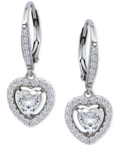 Giani Bernini серьги-подвески с кубическим цирконием в форме сердца, Sterling Silver