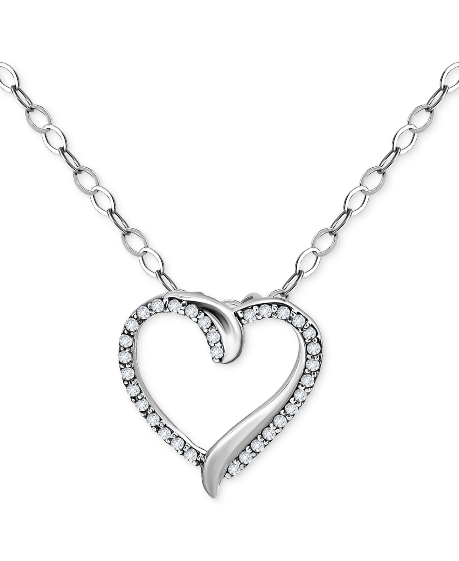 Подвеска Giani Bernini Cubic Zirconia Open Heart из стерлингового серебра, 16" + 2" extender