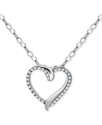 Подвеска Giani Bernini Cubic Zirconia Open Heart из стерлингового серебра, 16" + 2" extender