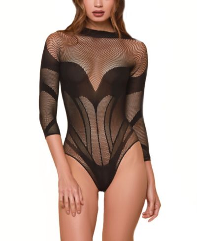 Hauty Women's Fishnet Sheer Bodysuit 1-Piece Lingerie