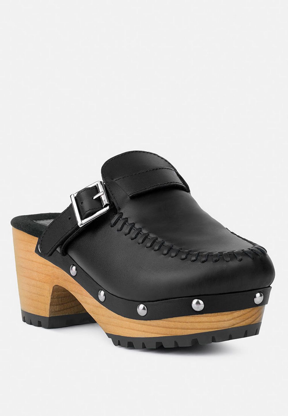 CHOCTAV Womens Handcrafted Leather Clogs