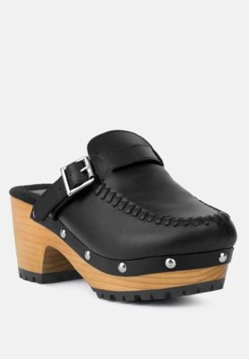 CHOCTAV Womens Handcrafted Leather Clogs