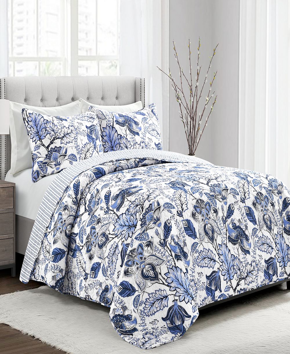 Lush Décor Cynthia Jacobean Reversible 3 Pc Quilt Set, King