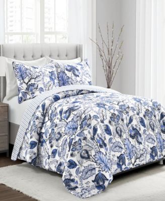 Lush Décor Cynthia Jacobean Reversible 3 Pc Quilt Set, King