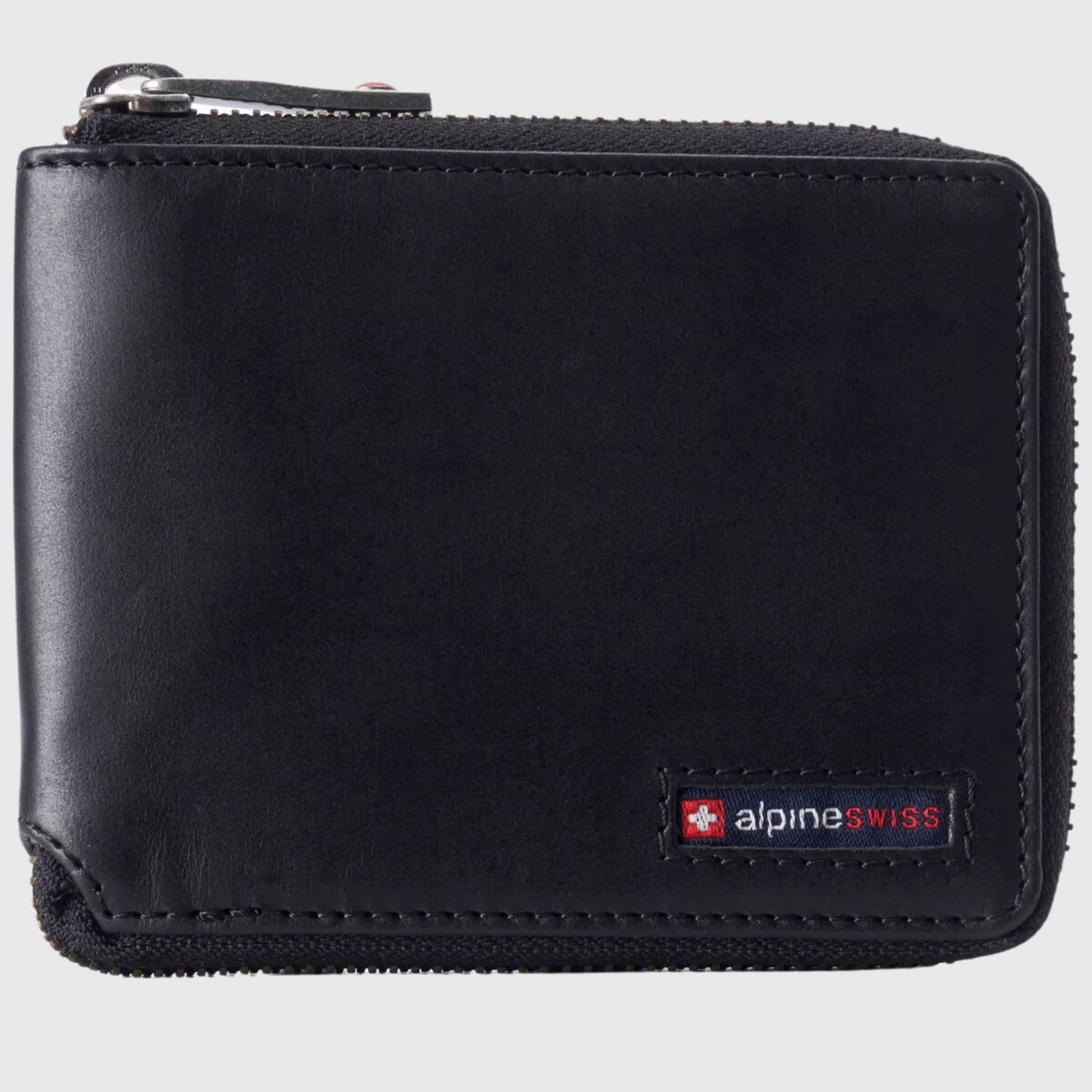 Мужской бифолд-кошелек Alpine Swiss Logan Zipper | All-Around Zip Closure | 13 Card Slots | 2 Bill Sections | RFID Protected Premium Leather | Gift Box