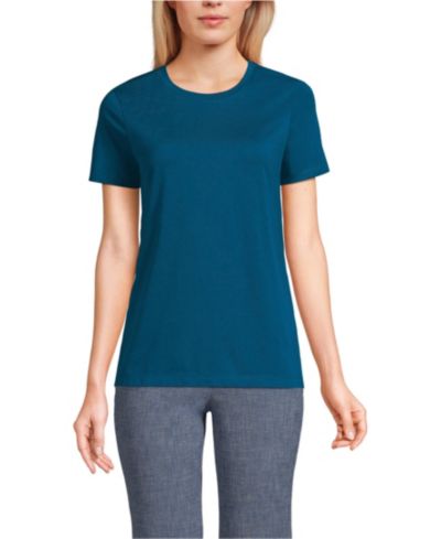 Lands' End Женская футболка из хлопка Supima с круглым вырезом