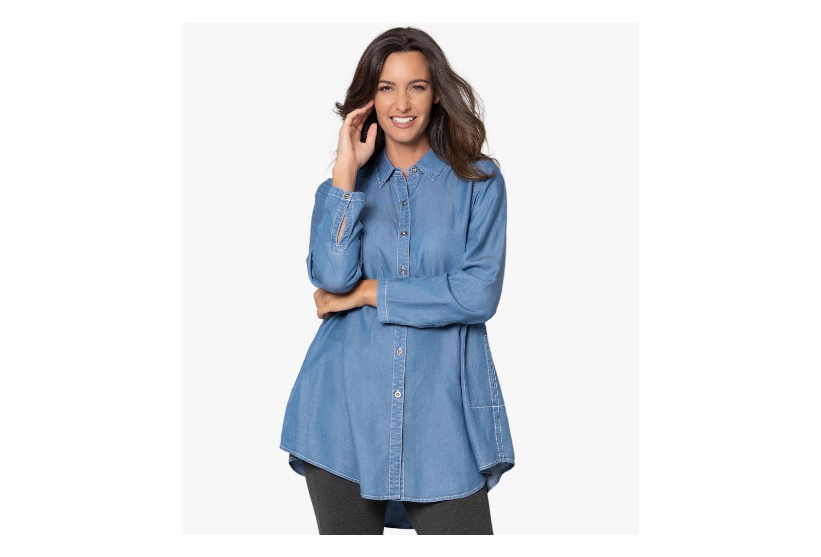 Женский джинсовый туник Stella Carakasi Collared Long Sleeve Button-Front Prime Time
