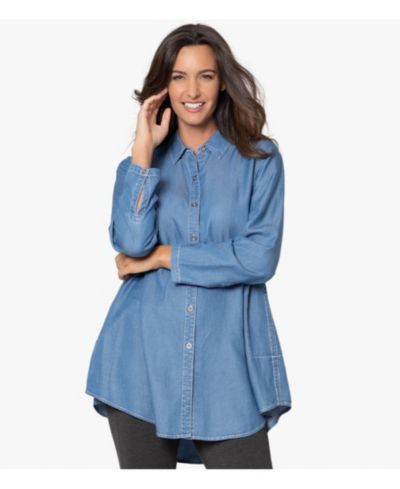 Женский джинсовый туник Stella Carakasi Collared Long Sleeve Button-Front Prime Time