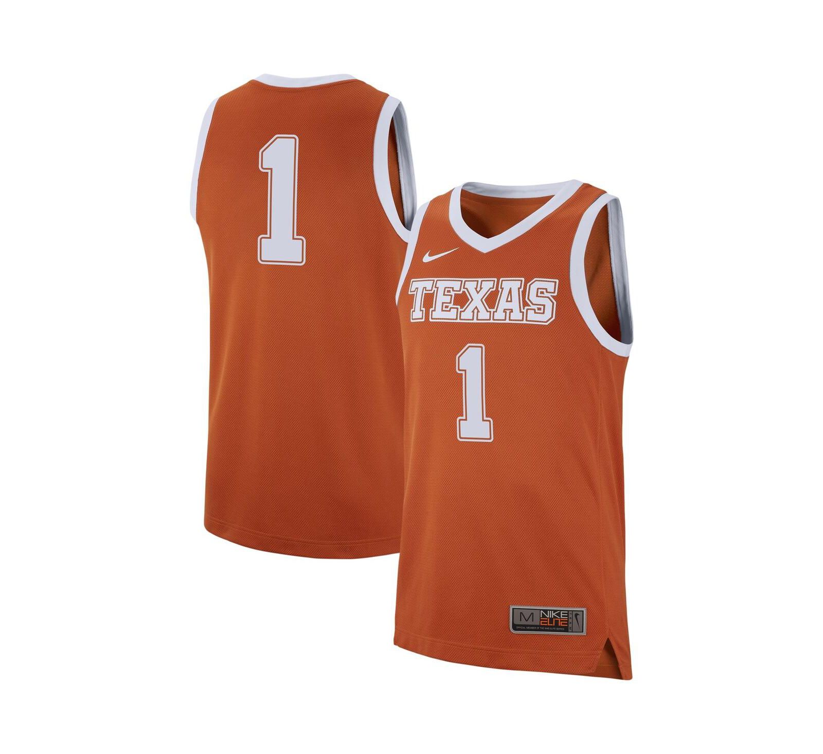 Men's Nike #1 Burnt Orange Texas Longhorns Replica Jersey