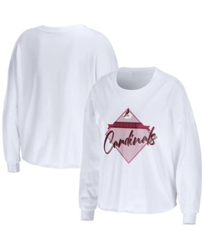 Женская укороченная футболка WEAR by Erin Andrews White Arizona Cardinals Domestic с длинным рукавом