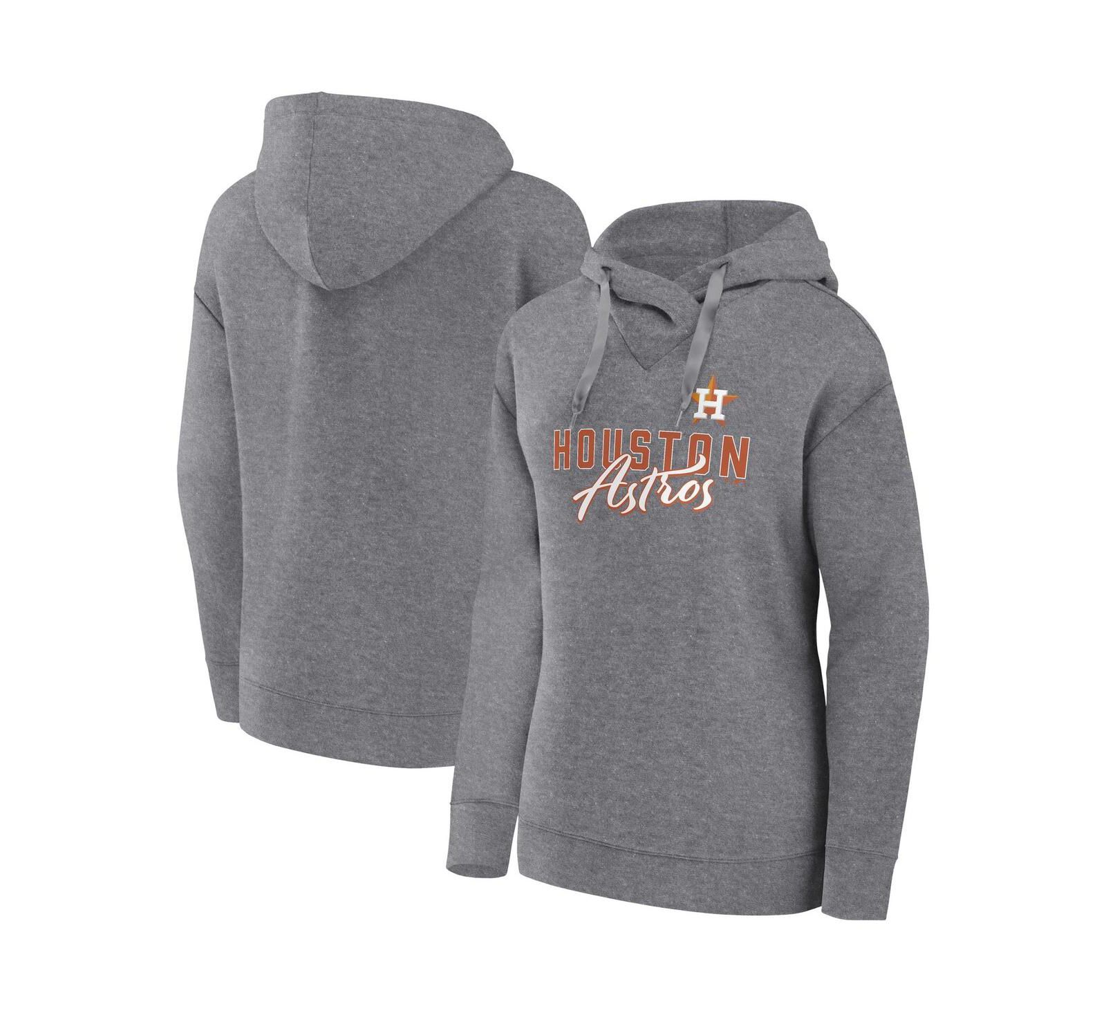 Women's Fanatics Heather Gray Houston Astros Script Favorite Lightweight Fitted Pullover Hoodie