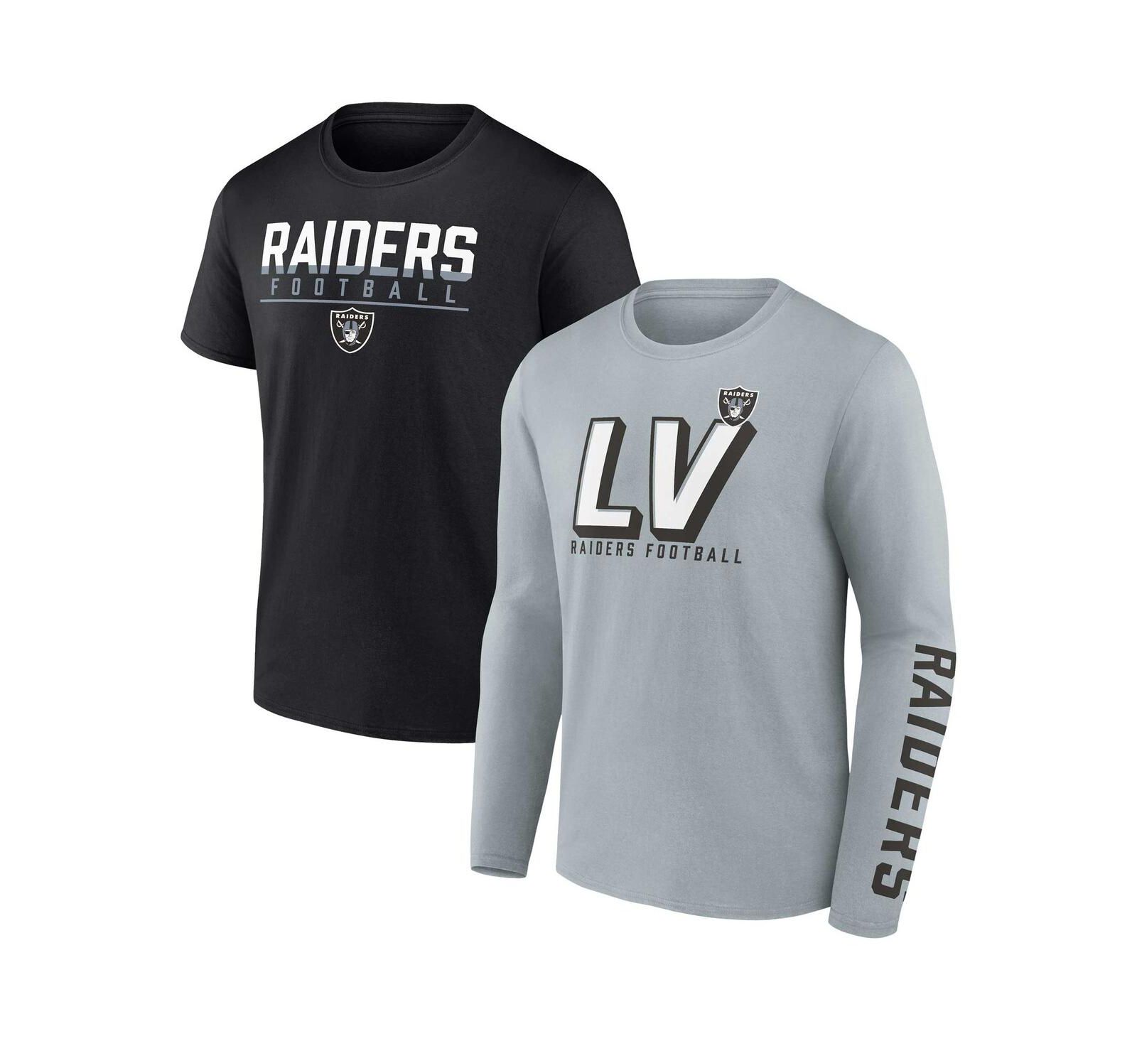 Мужской набор из двух футболок Fanatics, серебристый и черный, Las Vegas Raiders