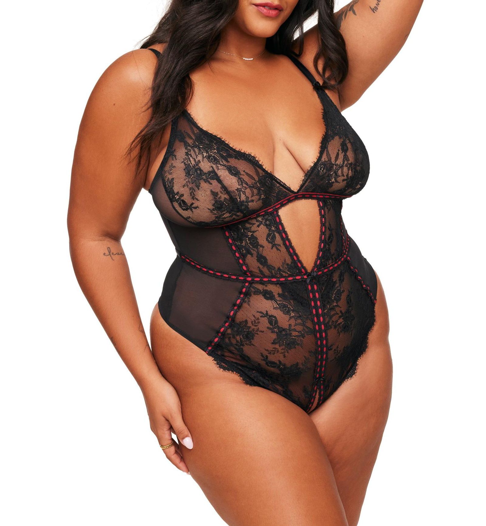 Laylia Women's Plus-Size Crotchless Bodysuit Lingerie