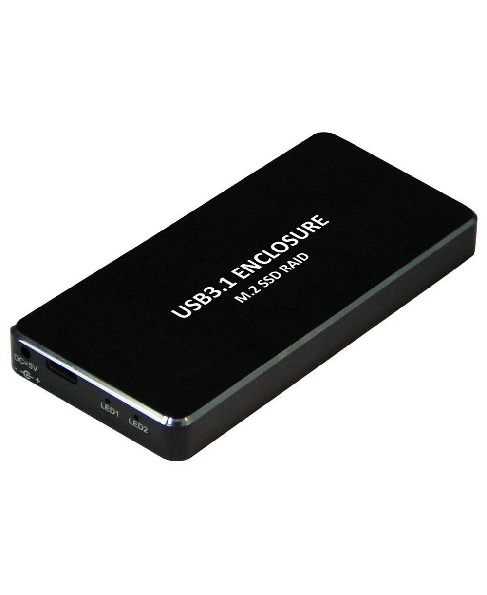 Xtrempro 11011 USB 3.1 Type-C to Dual NGFF SSD Raid Enclosure Speed 10 Gbps Data Transfer 2280 with LED - Black