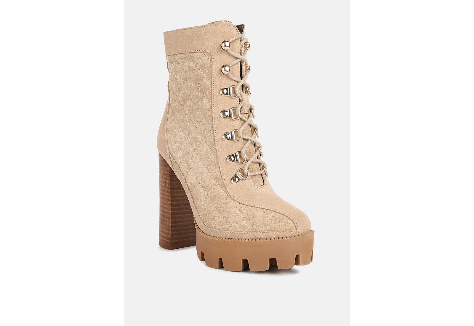 YOKO Womens Fine Suede Quilted Ankle Boots
