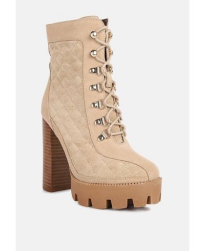 YOKO Womens Fine Suede Quilted Ankle Boots