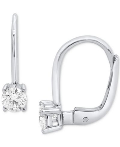 Серьги Forever Grown Diamonds Lab Grown Diamond Leverback в Sterling Silver или 14K Gold-Plated Sterling Silver